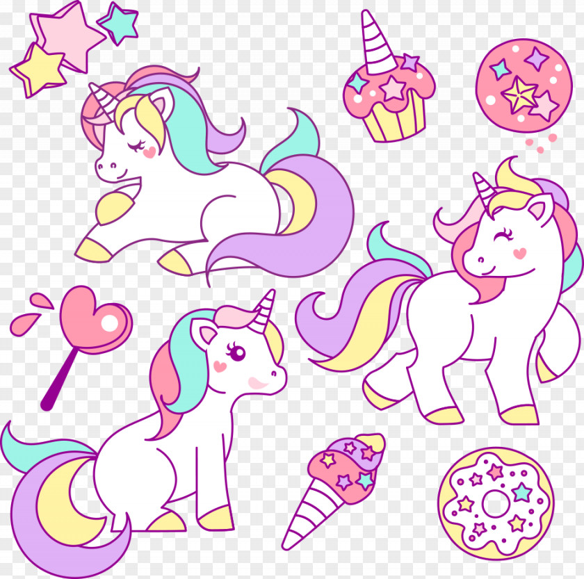 Vector Cute Pony Unicorn Drawing Illustration PNG