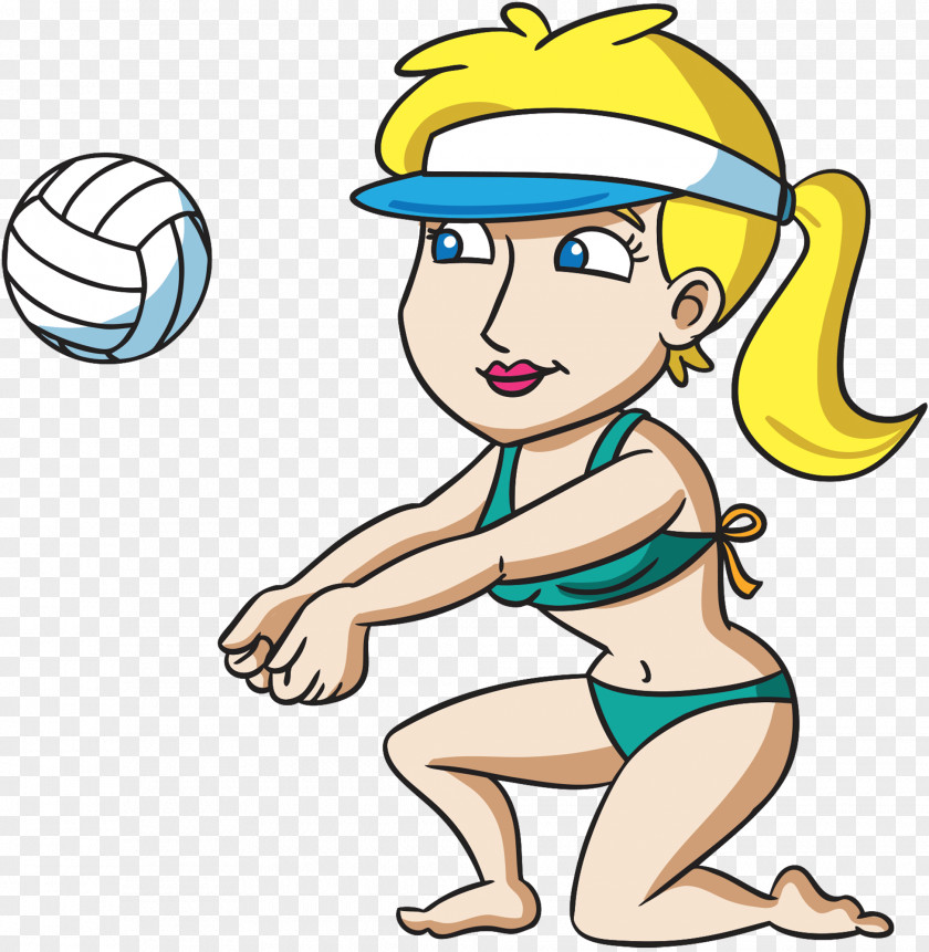 Beach Volley Volleyball Woman Cartoon Clip Art PNG