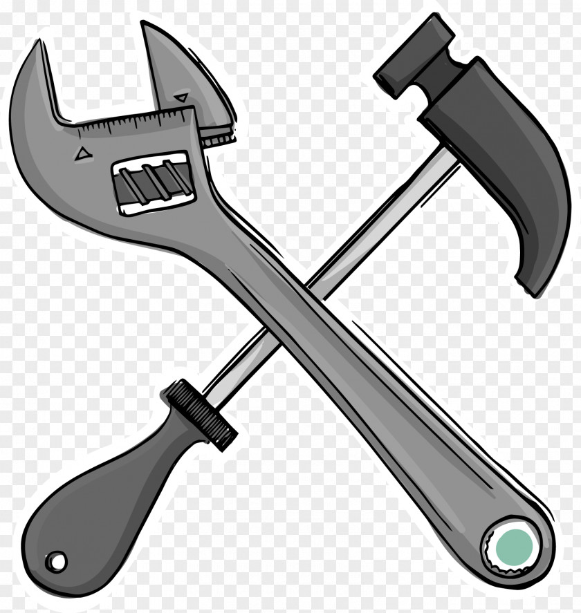 Cartoon Wrench Hammer Adjustable Spanner PNG