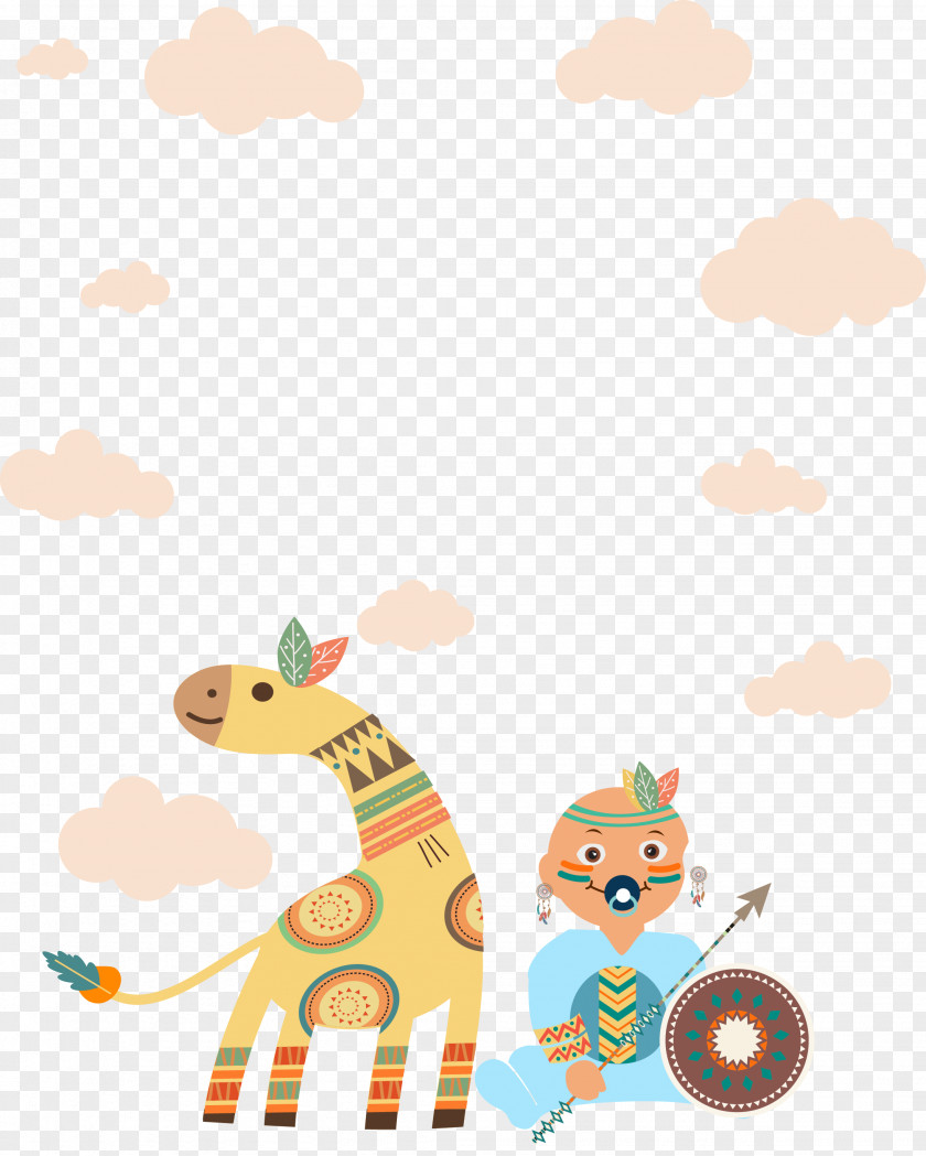 Hand Painted Indian Style Baby Horse Decoration Vector Clip Art PNG