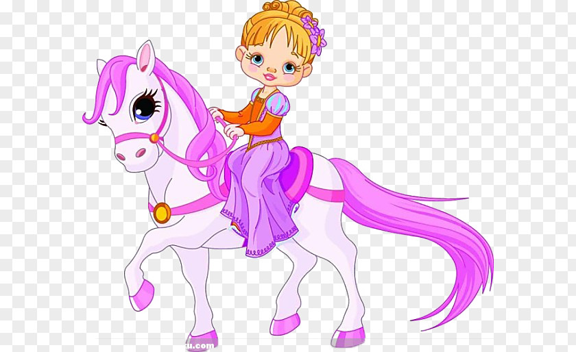 Purple Pony And Princess Riding Equestrianism Cartoon PNG