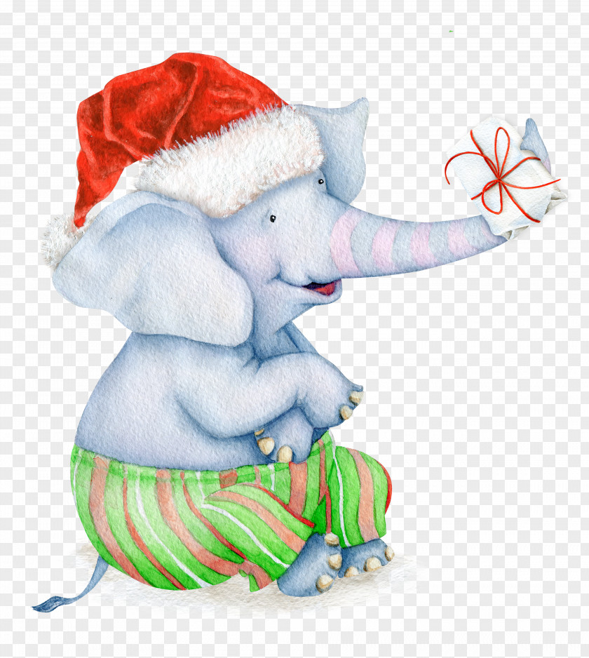 Painted Elephant African Paper Christmas Clip Art PNG