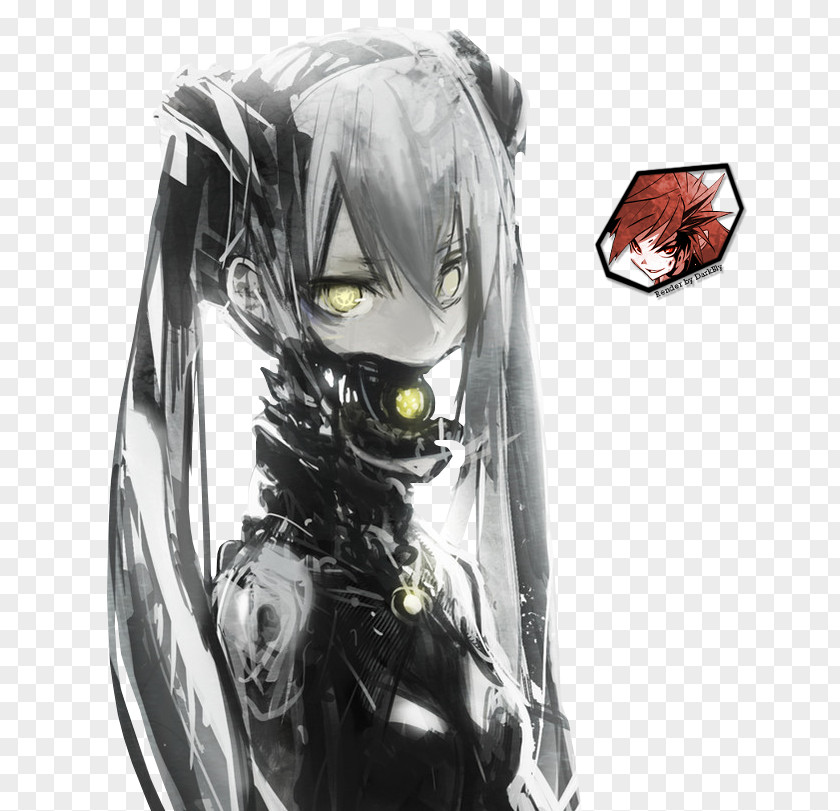 Hatsune Miku Black And White Vocaloid PNG