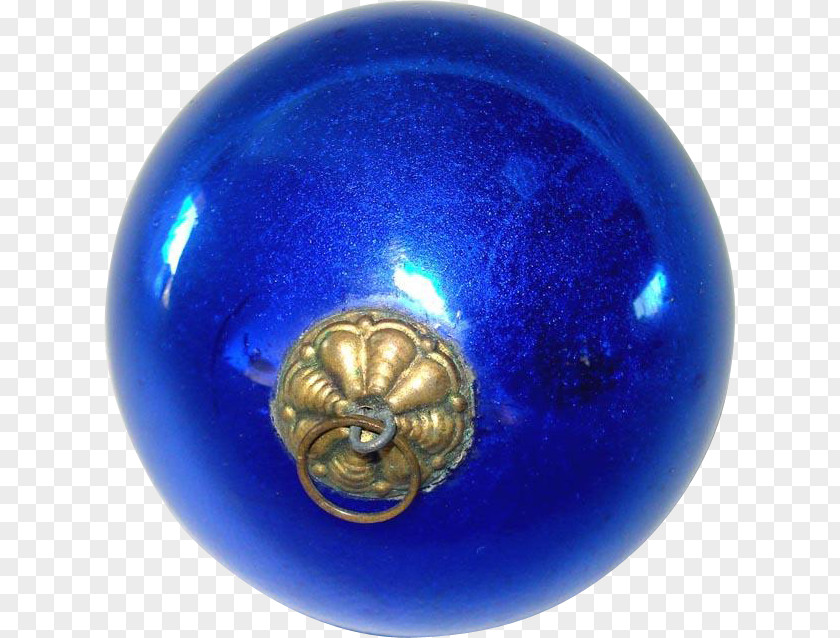 Glass Cobalt Blue Sphere Christmas Ornament PNG