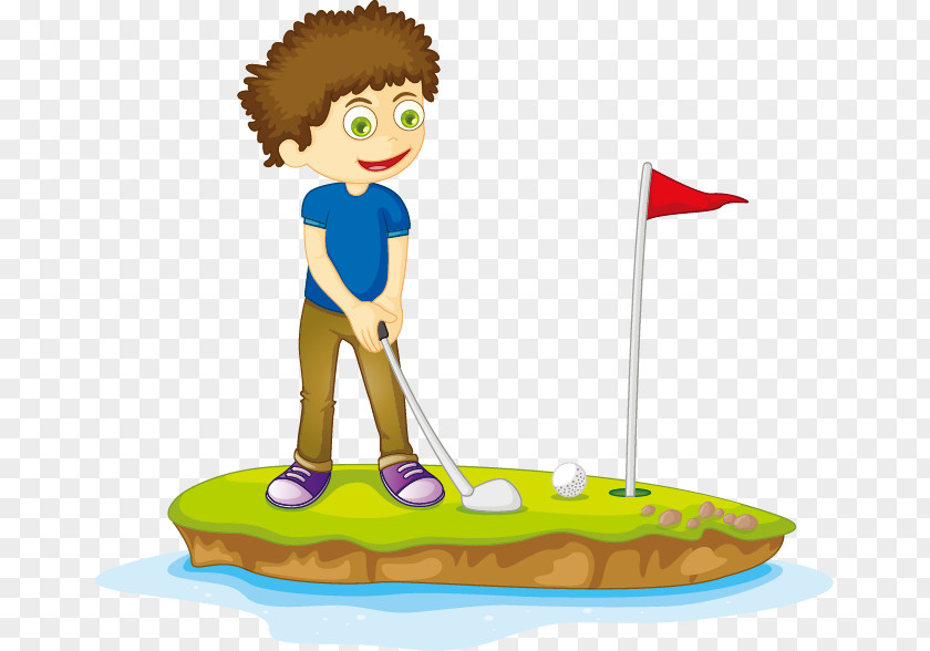 Hand Drawn Cartoon Characters To Play Golf Drawing Child Illustration PNG
