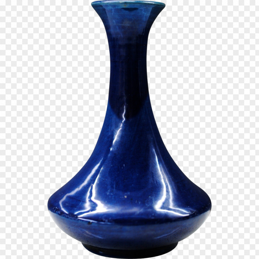 Japan Ceramic Glaze Vase Cobalt Blue Awaji Ware PNG
