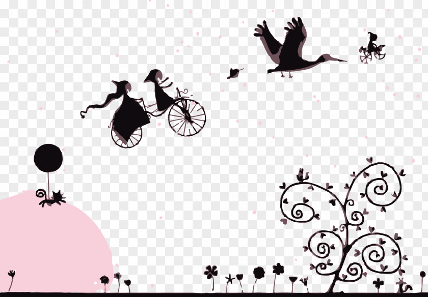 Vector Bike Flying Pierrot Pierrette Illustrator Drawing Art Illustration PNG