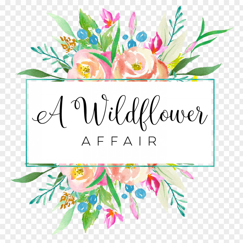 Wildflower Heading Box Logo Watercolour Flowers PNG