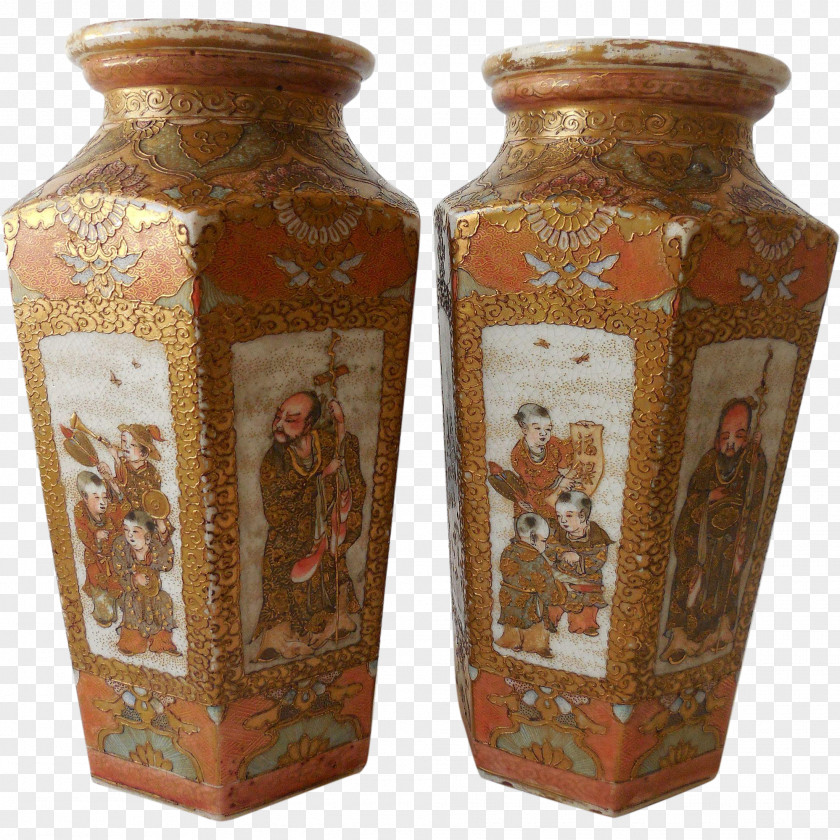 Hand-painted Chang'e Vase Ceramic Satsuma Ware Pottery Earthenware PNG