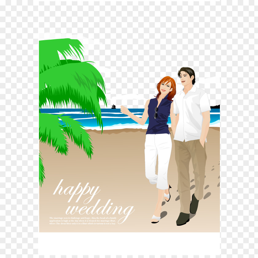 Sea Beach Leisure Cartoon Characters Euclidean Vector Romance Significant Other Illustration PNG