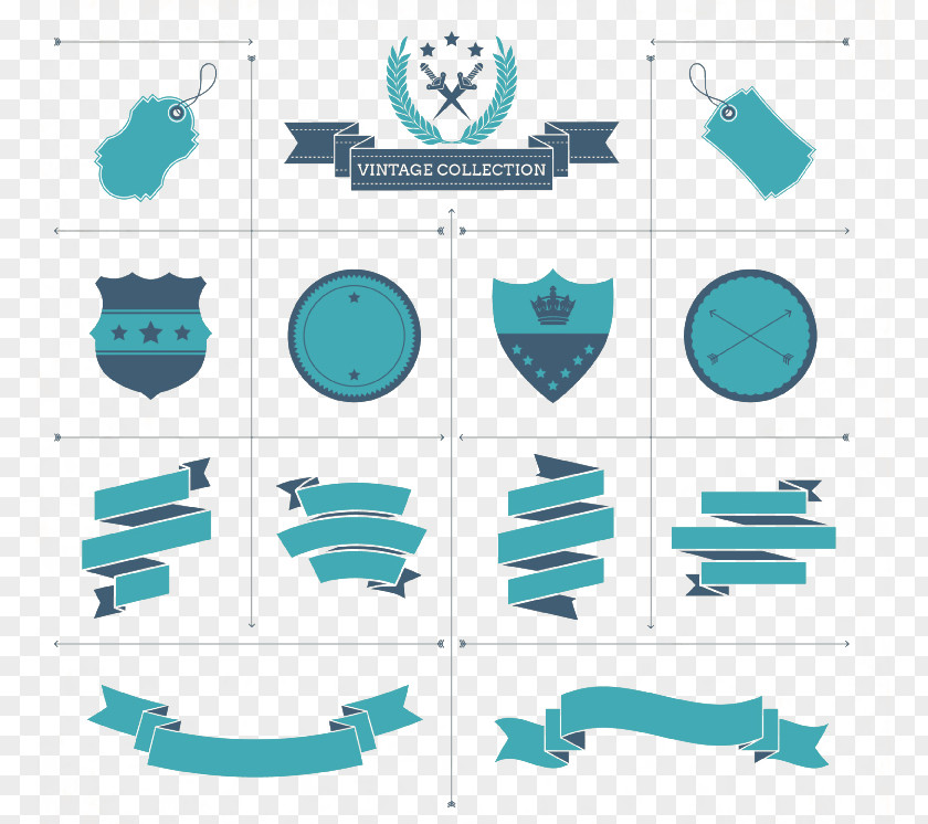 13 Paragraph Retro Ribbon With Blank Label PNG