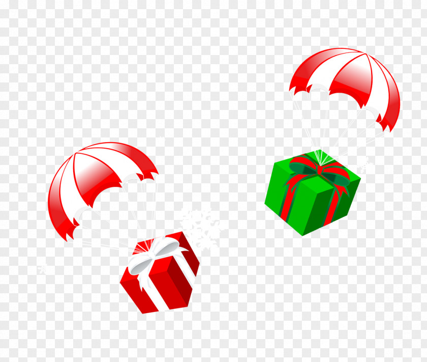 Parachute With A Gift Santa Claus Christmas PNG