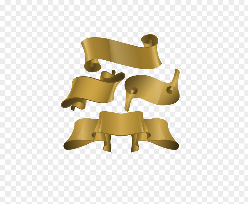 Golden Ribbon Paper Scroll PNG