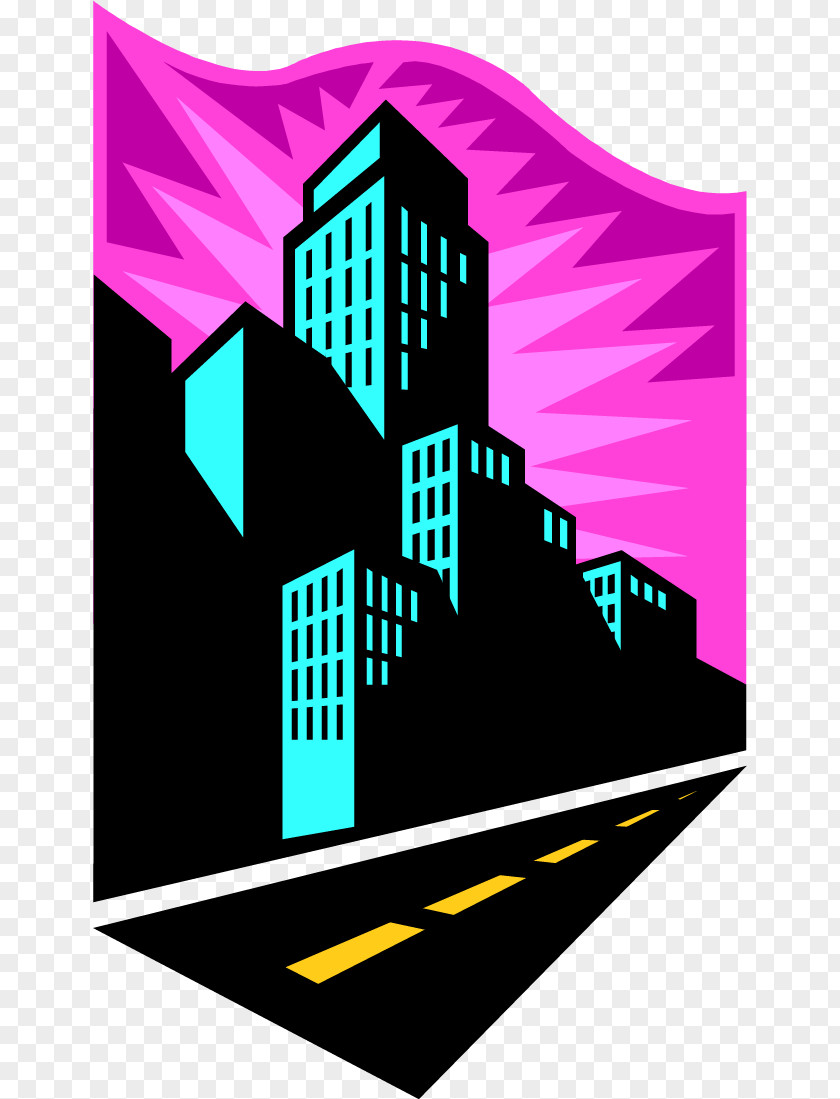 Vector City Silhouette Skyline Street Cityscape Clip Art PNG