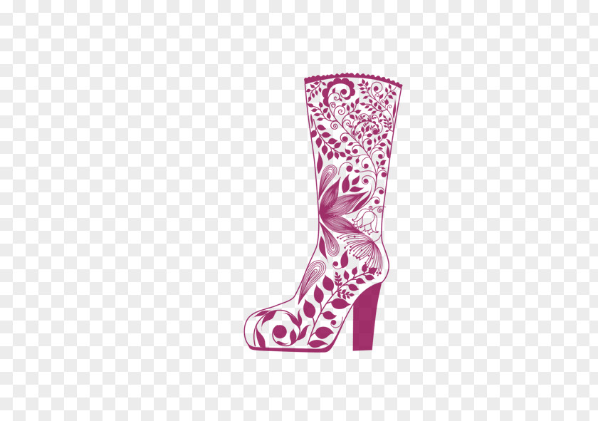 Hand-painted Boots Shoe Boot High-heeled Footwear PNG