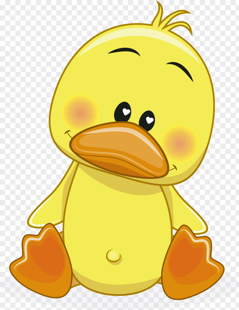 Vector Cartoon Little Yellow Duck Donald Drawing PNG