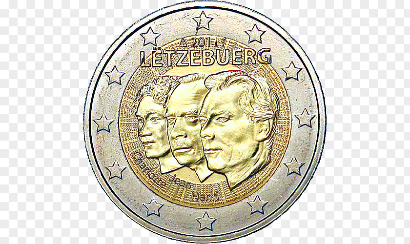 Coin Luxembourg Grand Duke 2 Euro PNG