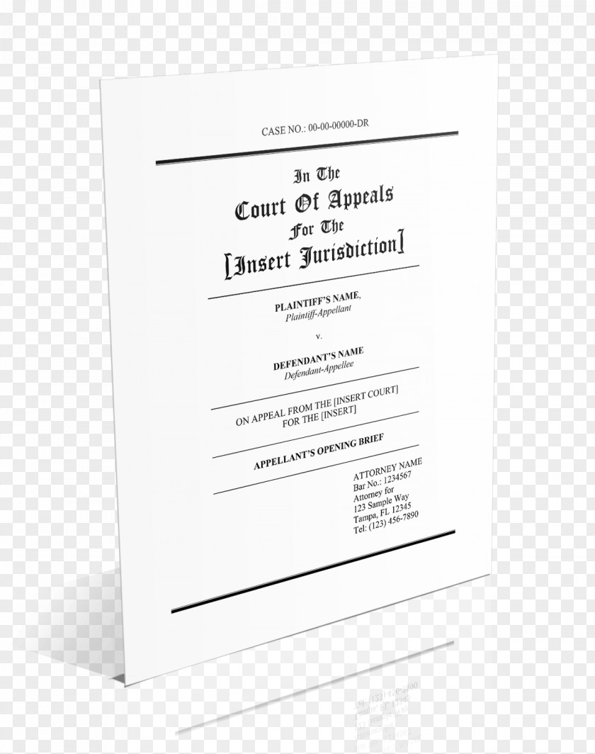 Cover Page Brief Appellate Court Procedure In The United States Appeal PNG