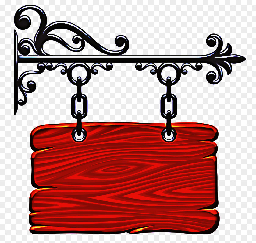 Rectangle Red Wood Sign PNG