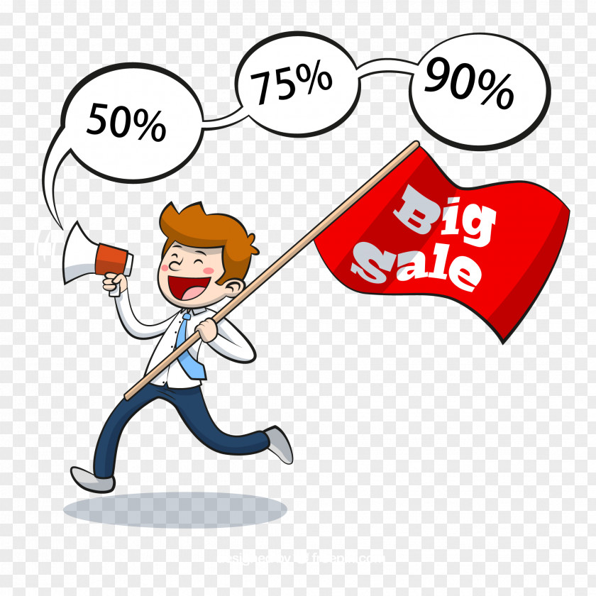 Red Flag Promotional Business Men Vector Material Affiliate Marketing Illustration PNG