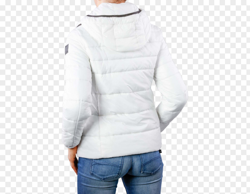 White Denim Jacket With Hood Hoodie Neck Sleeve PNG