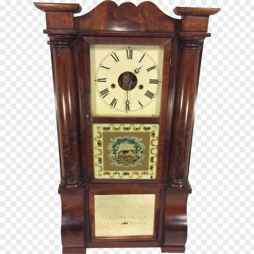 Column Mantel Clock Antique Cornice 1850s PNG