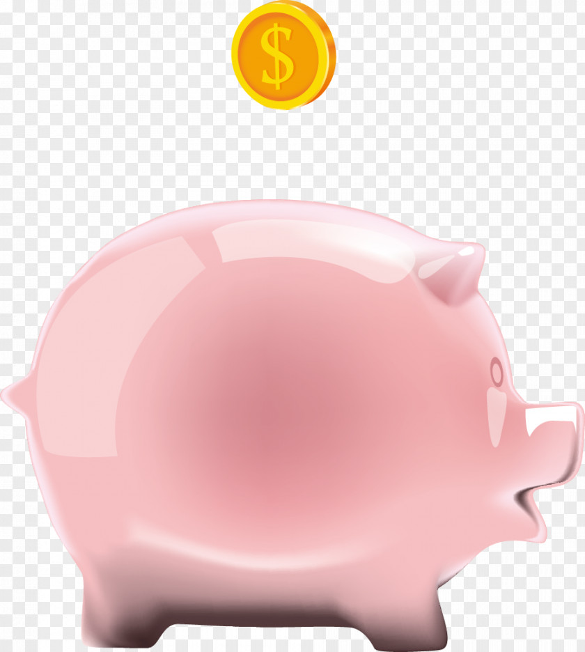 Pink Piggy Banks Bank Saving PNG