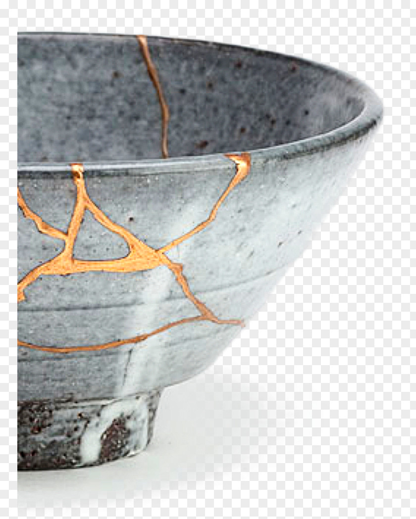 Tea Kintsugi Bowl Japanese Art Gold PNG