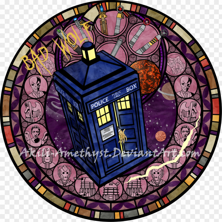 Doctor Who Tenth Stained Glass Window PNG