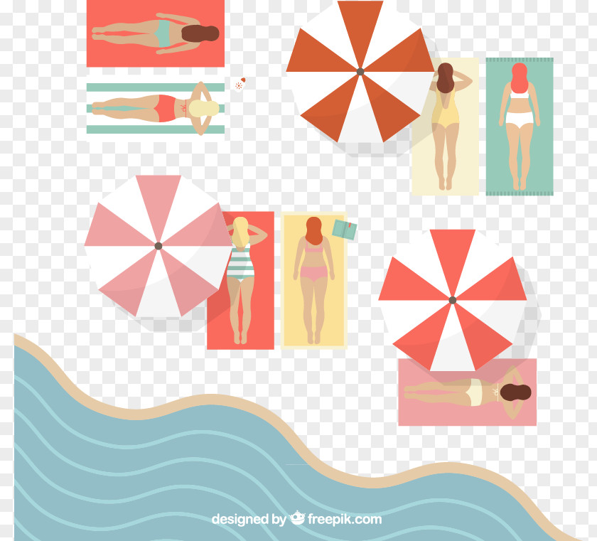 A Plan View Of The Beach Sunbathing Vector Material Downloaded, Euclidean PNG