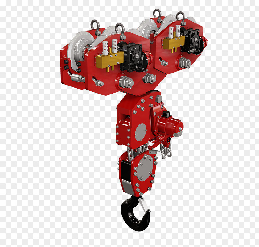 Red Trolley Hoist Cięgnik Lifting Hook Chain Winch PNG