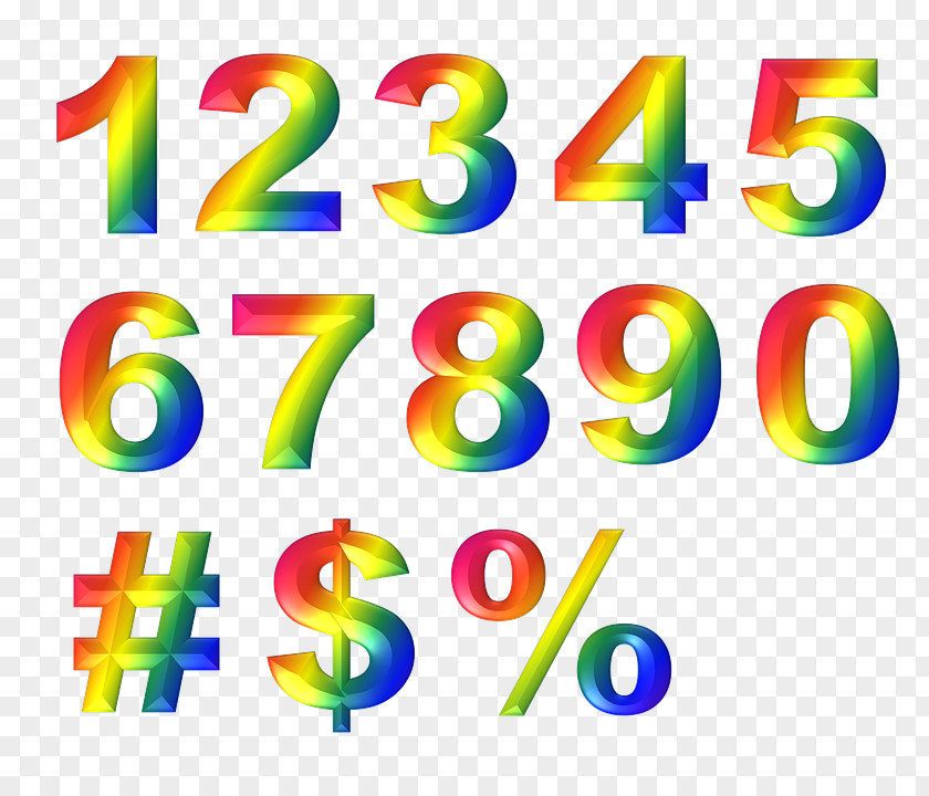 Rainbow Number Color Clip Art PNG