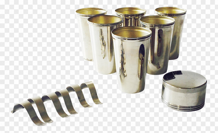 Vintage Tin Mugs Metal Brass Glass Mug Tableware PNG