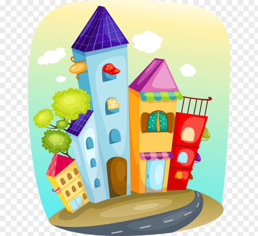 Magic Castle Small Fresh Romantic Visual Arts Cartoon Cityscape Illustration PNG