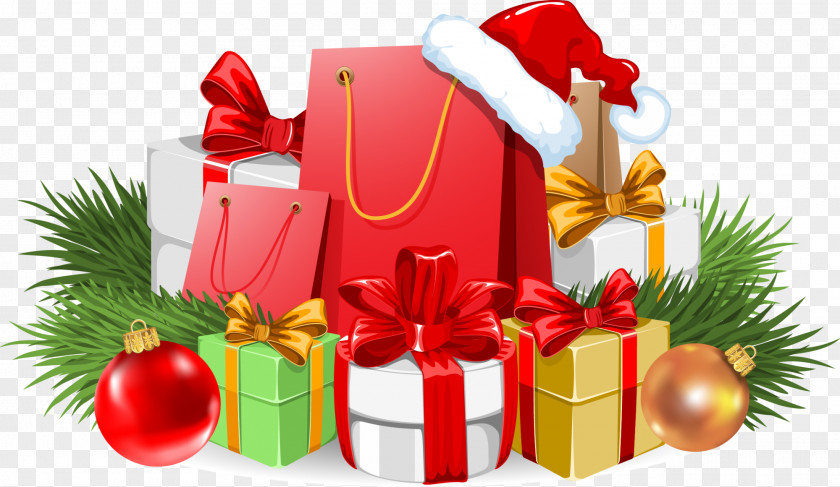 Red Christmas Gift Santa Claus Banner PNG