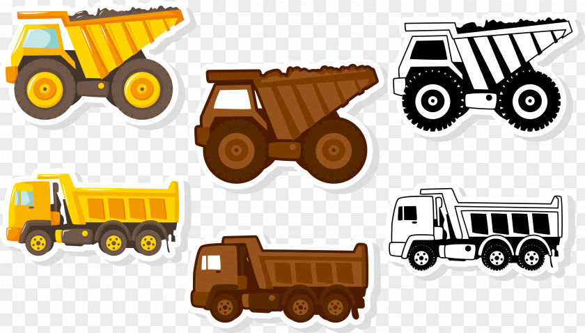 Tractor Collection Vector Car Mining Automotive Design Truck PNG
