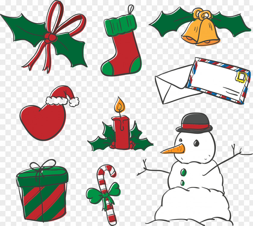 Vector Snowman And Christmas Decorations Ornament Tree Decoration Clip Art PNG