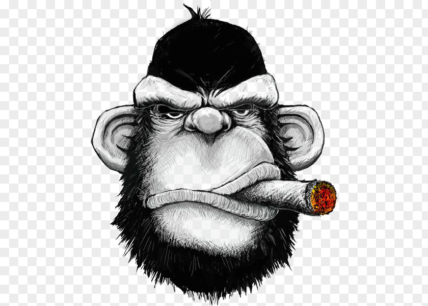 Black Gorilla T-shirt Hoodie Cigar Monkey Iron-on PNG