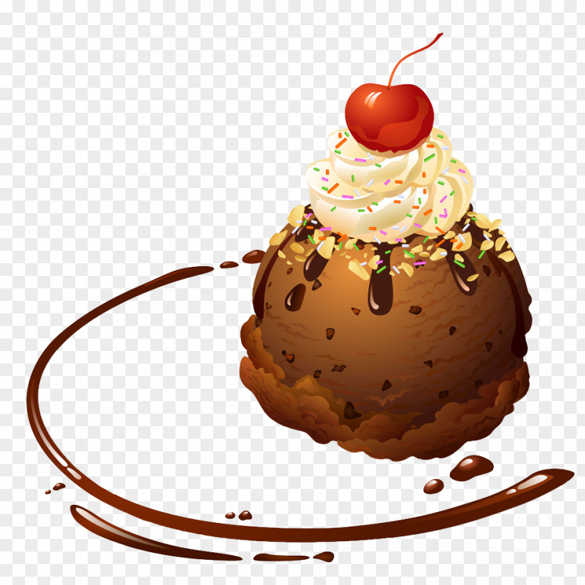 Chocolate Cake Ice Cream Cone Sundae PNG