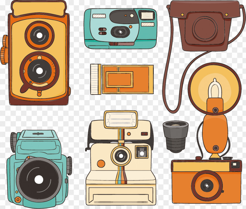 Vintage Camera Vector Drawing Illustration PNG