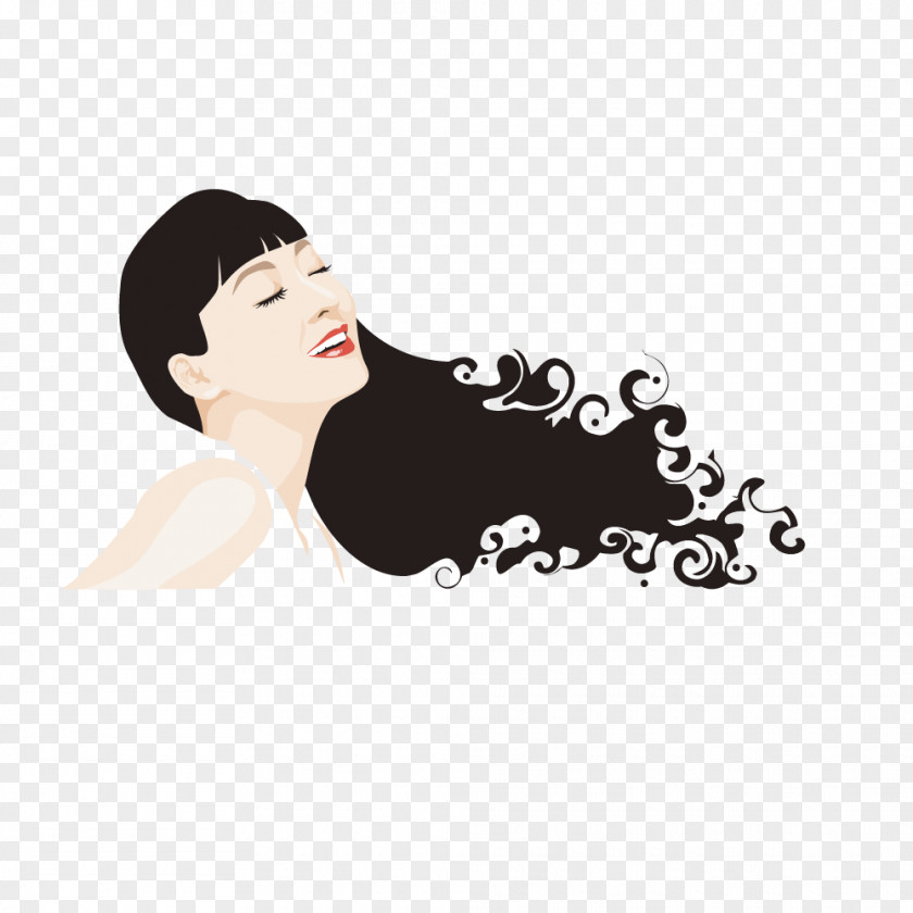 Vector Fancy Hair Fashion Woman Coloring PNG
