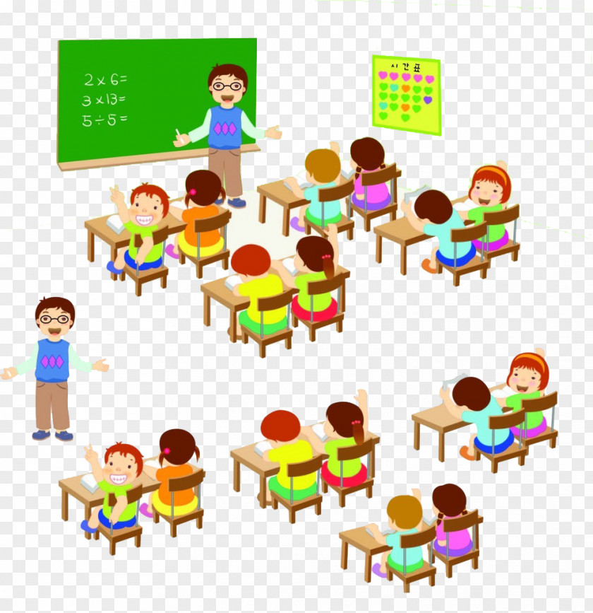 Children Are In Class Lesson Estudante Cartoon Illustration PNG