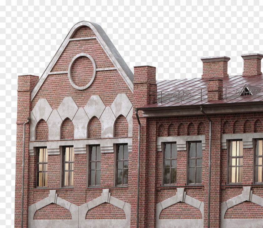 Red Brick Chimney Window Wall Facade PNG