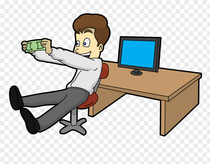 Table Desktop Computer Money Cartoon PNG