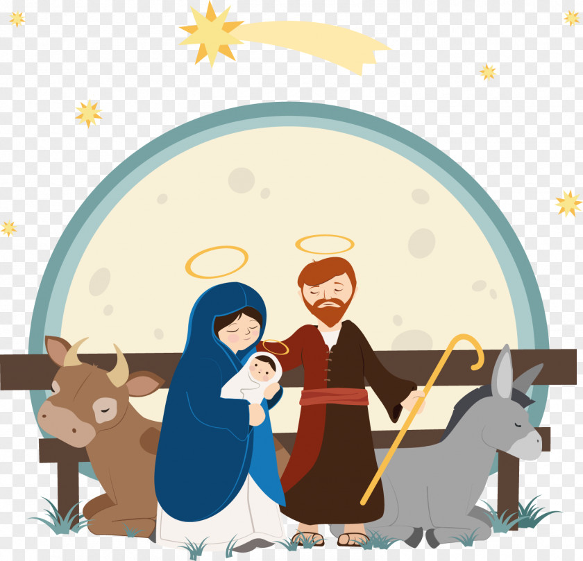 Vector Jesus Nativity Of Child Drawing Illustration PNG