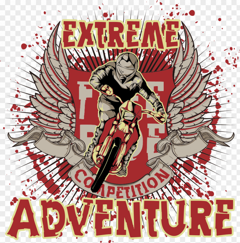Vector Red Ink Jet Cycling Race Freestyle Motocross Euclidean Illustration PNG