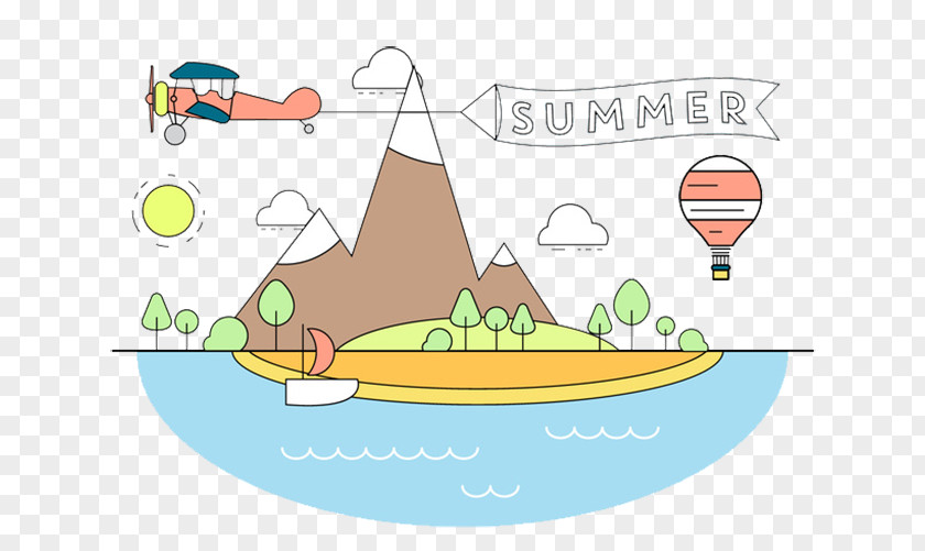 Hot Air Balloon Sea Island Clip Art PNG