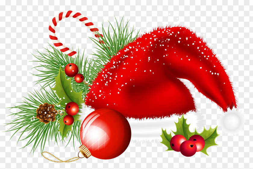 Transparent Christmas Santa Hat And Ornaments Decoration Clipart Ornament Clip Art PNG