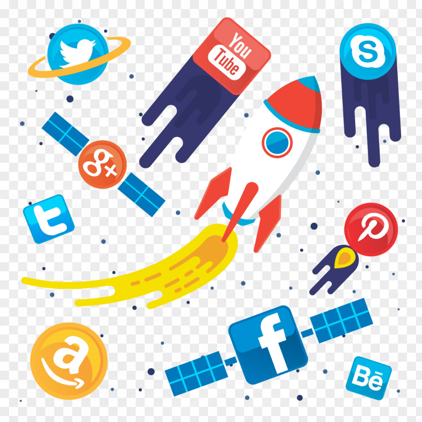 Vector Rocket Satellite Social Network Clip Art PNG