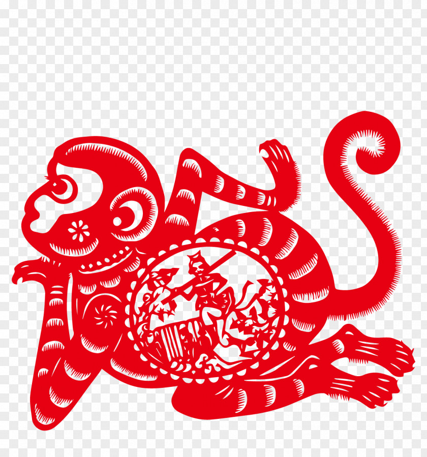 Paper-cut Monkeys Monkey Chinese Zodiac New Year Tai Sui Rat PNG